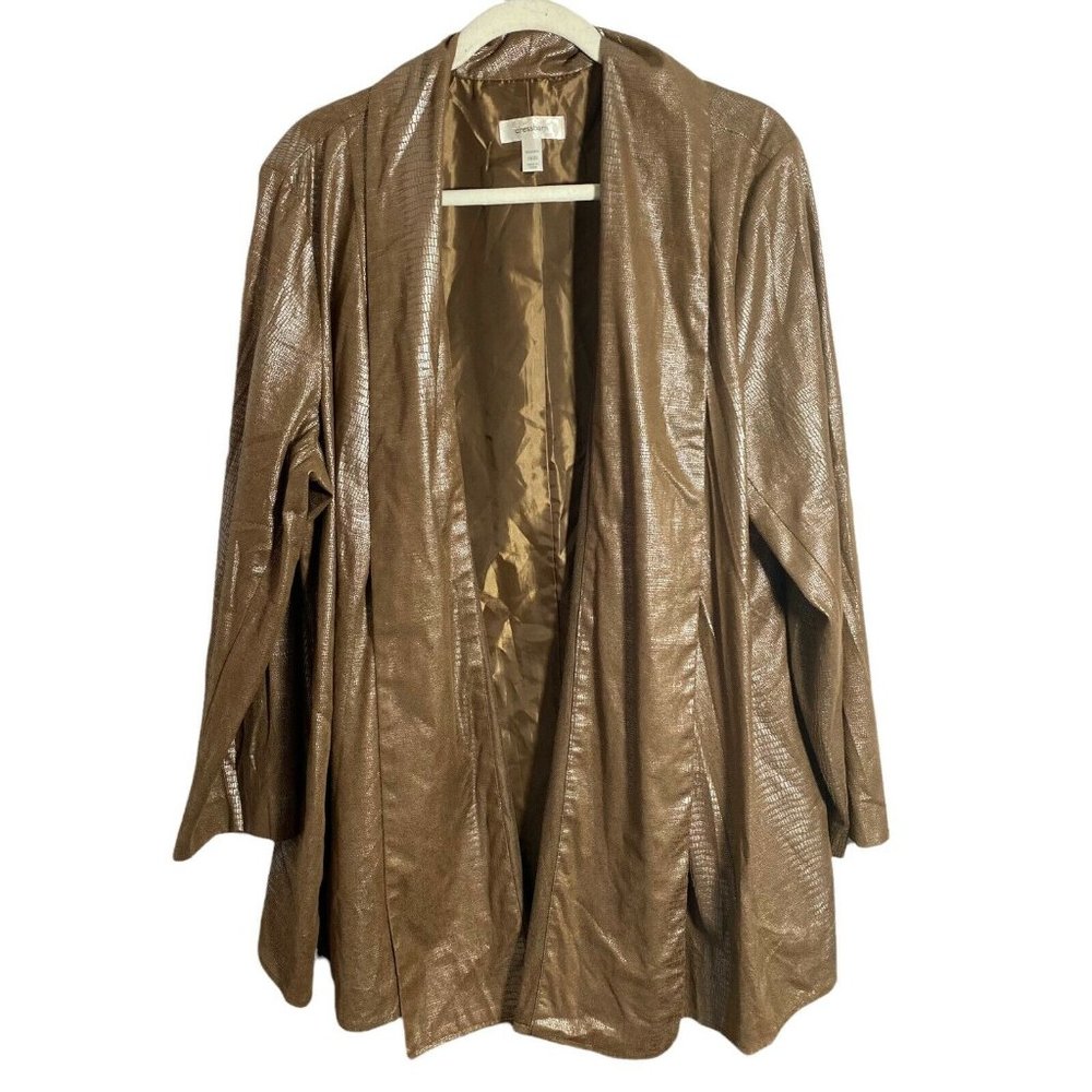 Dressbarn Womens Metallic Animal Reptile Print Draped Open Cardigan Size 18/20